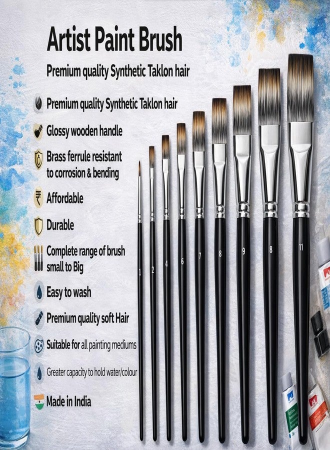 كاميل مجموعة فرش رسم دائرية للفنانين من كاميل كاميلين كوكويو، عبوة من 15 فرشاة، شعيرات تاكلون صناعية، المقاسات: 000، 00، 0، 1، 2، 3، 4، 5، 6، 7، 8، 9، 10، 11، 12، مع علبة للفرش، سلسلة 68 - Image 4